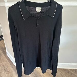 Cotton Silk J Crew long-sleeve polo shirt, black, size XL